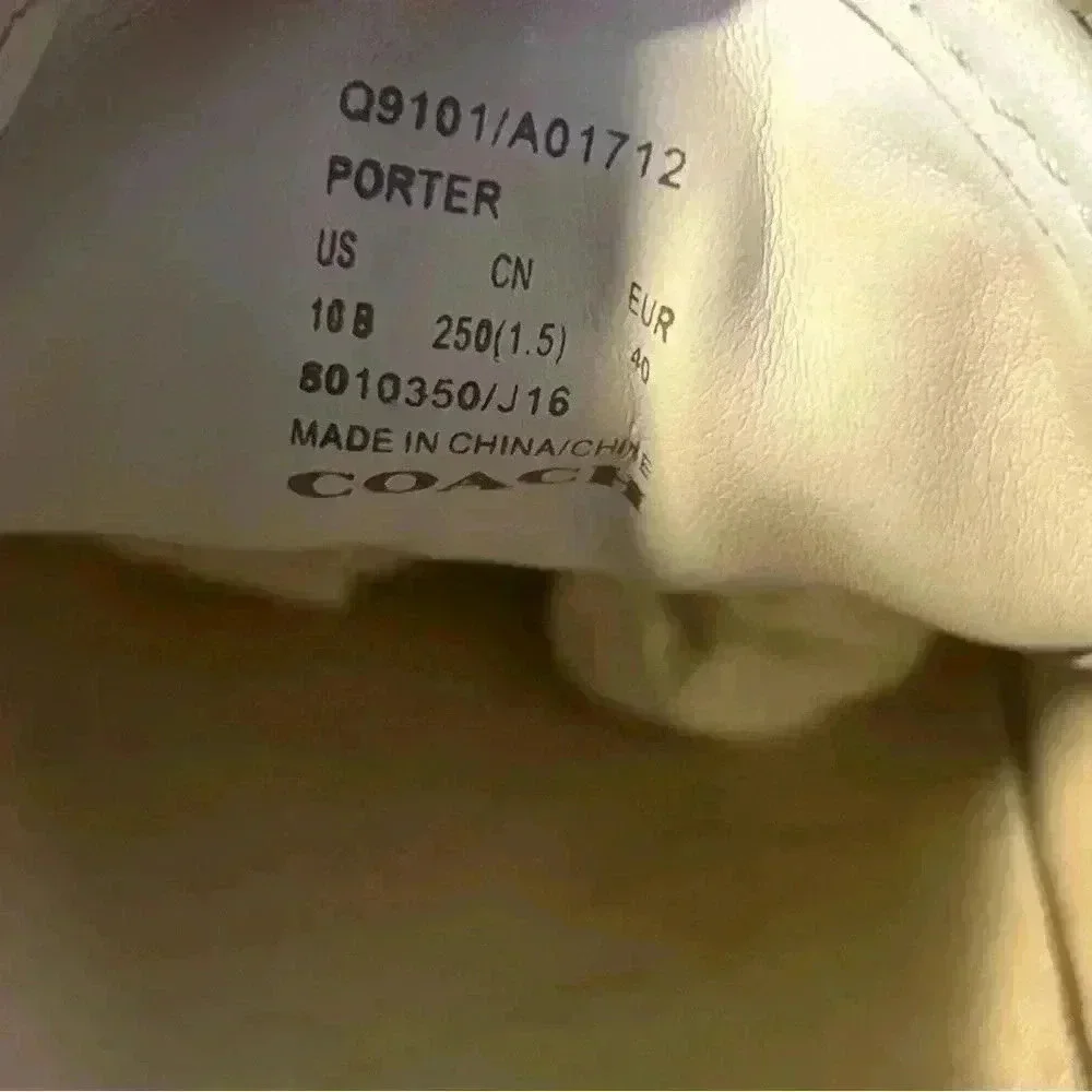 Coach‎ Porter White & Red Leather Sneakers, Size 10
